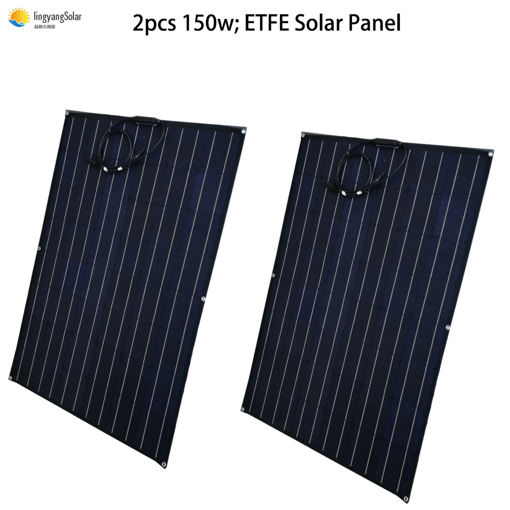 300W Solar Panel 24VDC ETFE Flexible Solar Panel 150w 2PCS Monocrystalline Solar Cell 22% Charging Efficiency