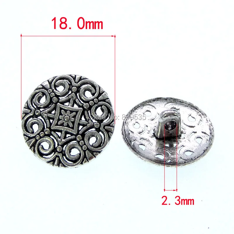 20Pcs Vintage Metal Pierced Buttons Shank Flower Metal Buttons Fit Sewing Clothing Craft 18.0mm