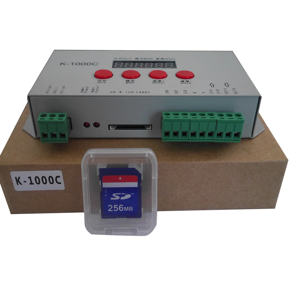 K-1000C (T-1000S Updated) controller K1000C WS2812B,WS2811,APA102,T1000S WS2813 LED 2048 Pixels Program Controller DC5-24V