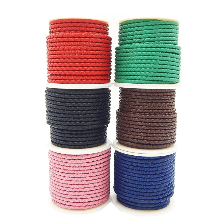 6mm Width Leather Cords Many Kinds Of Colors Woven Leather Cowhide Ropes 3.5 meters/roll Per Pack