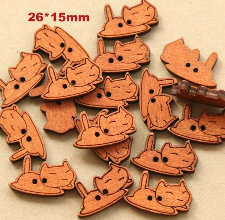 

50 шт./лот, 26*15 мм, деревянные пуговицы в форме милого кота, швейная пуговица для рукоделия, аксессуары для одежды (SS-k1741-831)