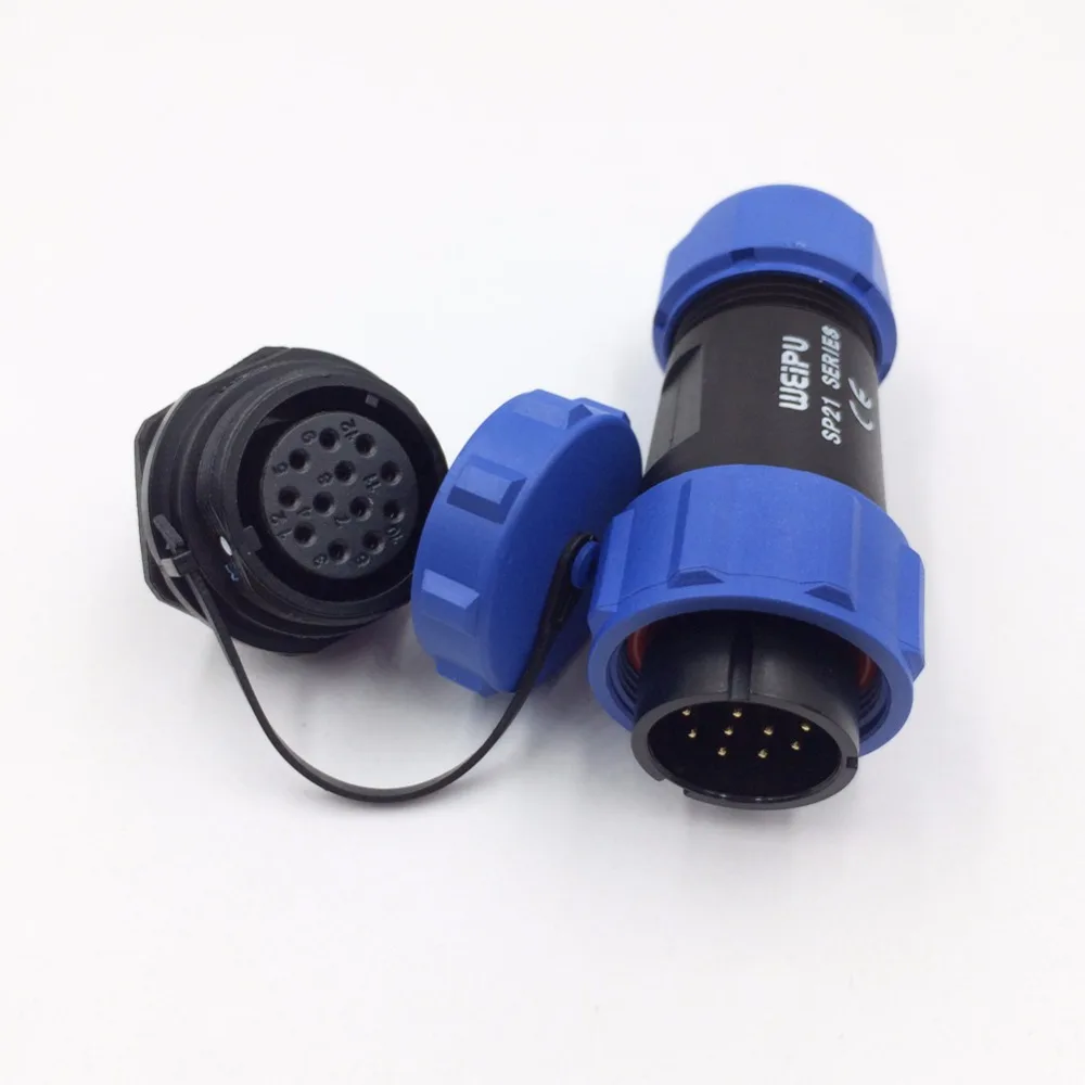 Weipu SP21 Waterproof IP68 Connector 2 3 4 5 7 9 12 Pin In-line Cable Socket SP2110 Male Plug and SP2112 Female Socket