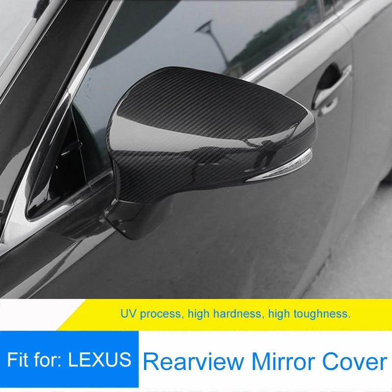 QHCP Real Carbon Fiber Car Rearview Mirror Cover Caps Protection Shell Decoration 1Pair For Lexus ES200 250 300H IS200T GS CT RC