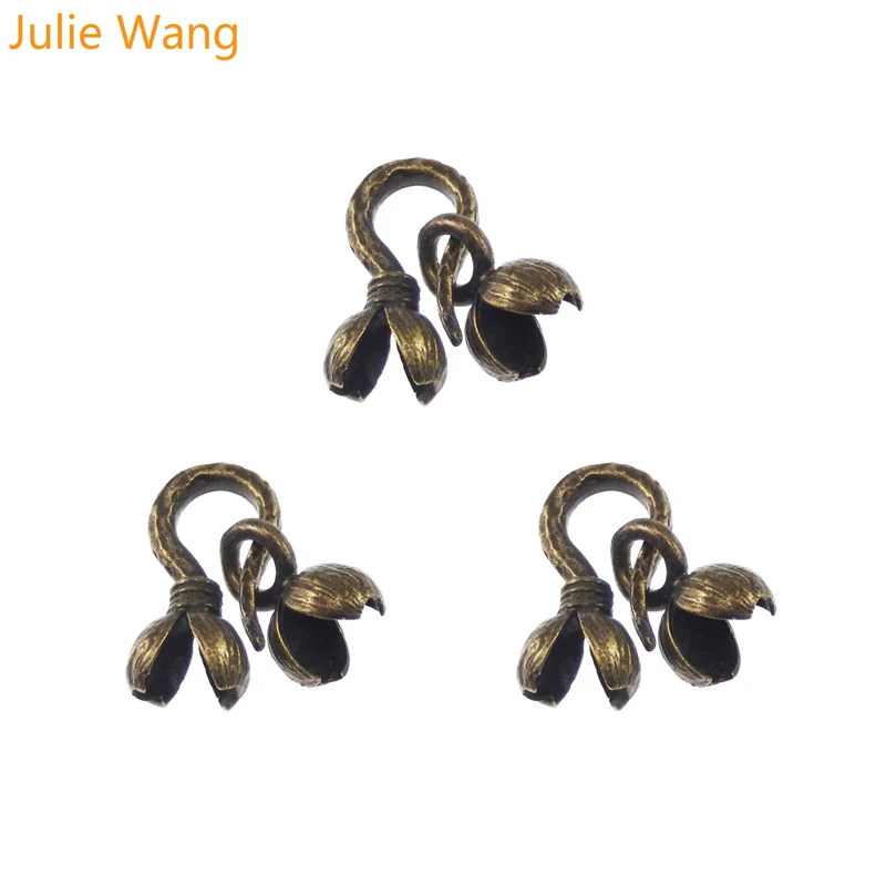 Julie Wang 8PCS Crafts Charms Bracelet Retro Bodhi Flowers Pendants Necklace Connectors Handmade DIY Jewelry Findings Accessory