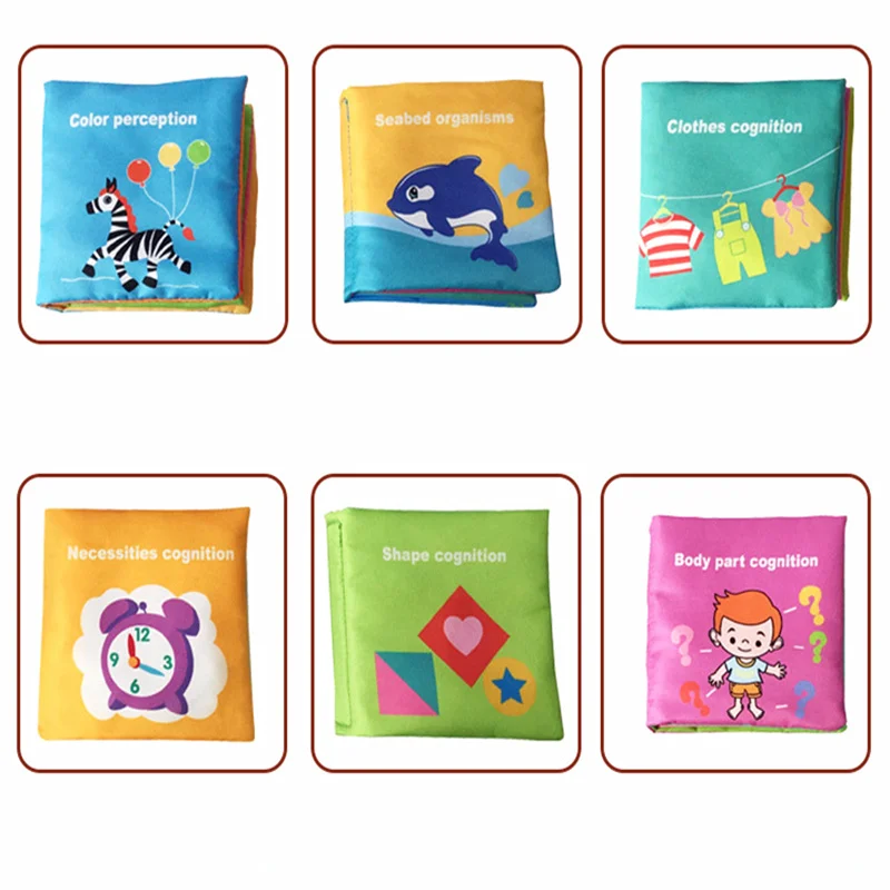 Cartoon animal stereo cloth books sound paper Toddlers Enlightenment Cognition Early Teaching Suite Baby Rattle Teether Toy Gift