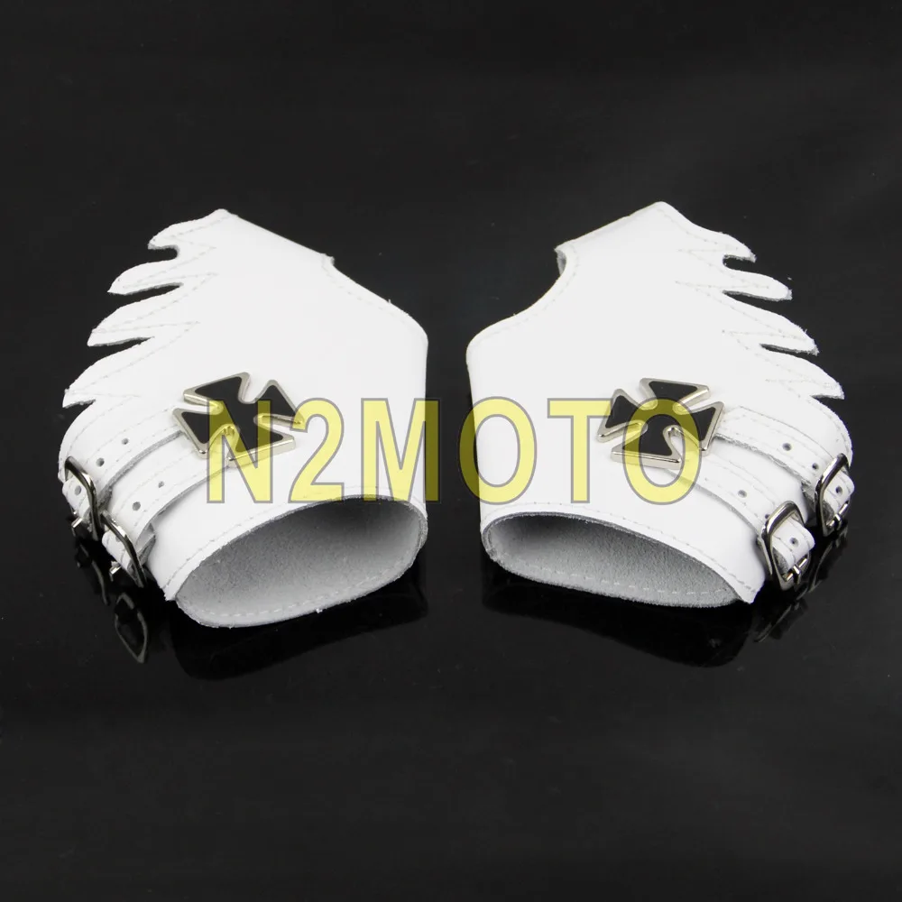 

Pair White Adjustable Cross Style Motorcycle Gloves Cool Punk Gothic Men's Biker Glove