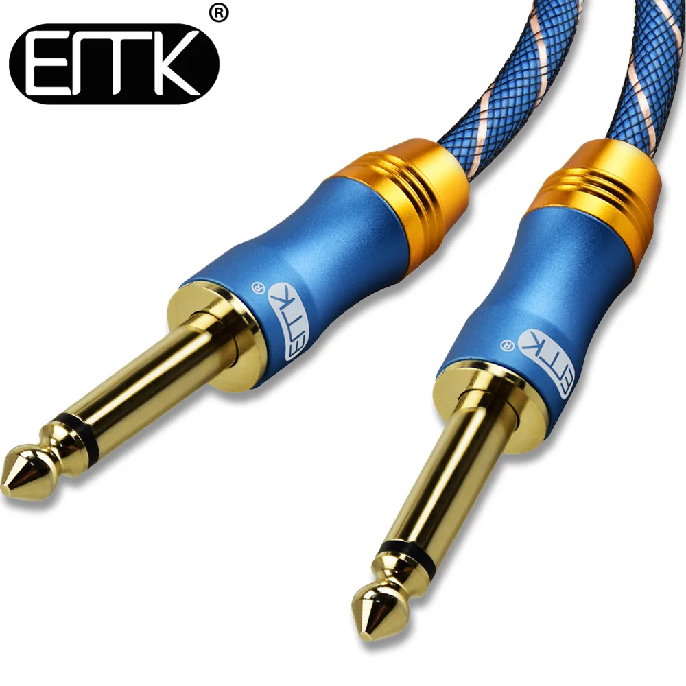 Kabel Audio EMK Mono 6.35mm 6.3 1/4 kabel typu Jack nylonu pleciony przewód z męskiego na męskie 6.5 TS 1m 5m 10m do gitary, wzmacniacz miksujący