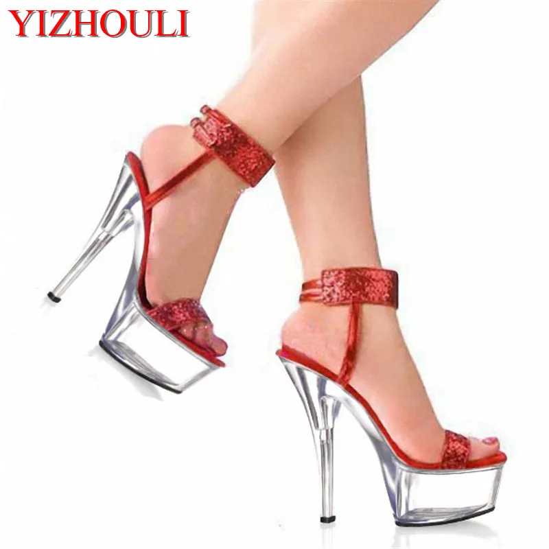 Summer Ladies Pumps Sexy 15cm Thin Heels Platform Nightclub  Sandals Woman Dance Shoes