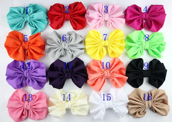 60pcs/lot,Large 5 inch Fabric Bows, Hair Chiffon Bows Without Clips, bow tie, Hair Accessory 16 Color