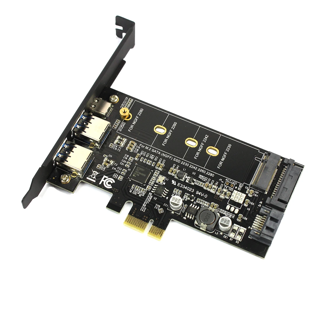 Dual USB3.0 1 puerto de tipo-c M.2 adaptador PCIe M2 SSD SATA B clave PCI-E 3,0 controlador de convertidor para NGFF 2280, 2260, 2242, 2230