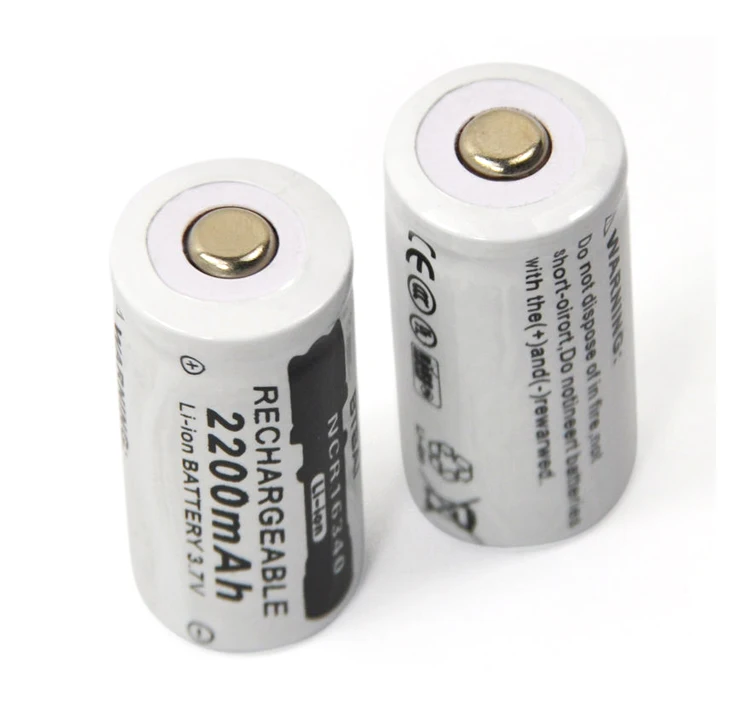 NEW  3.7v 2200mAh CR123A rechargeable lithium battery 16340 battery