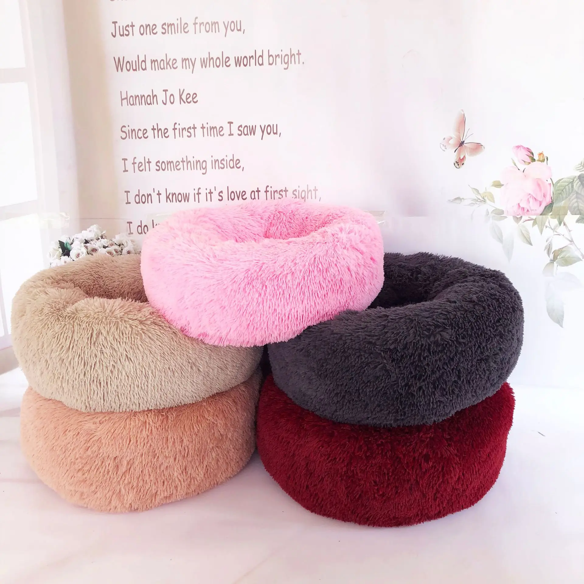 Round Warm Dog Cat Bed Washable Pet Bed Breathable Lounger Sofa Nest For Small Medium Dogs Super Soft Plush Kennel Products