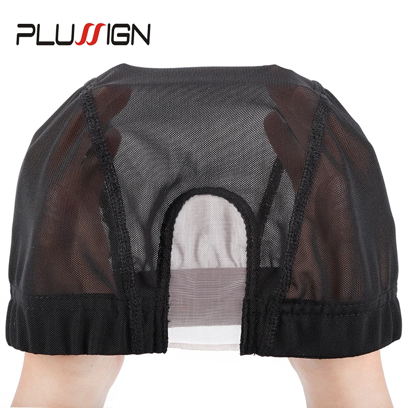 Plussign-peluca con forma de U, malla de red para hacer pelucas, malla elástica negra, gorras tejidas para hacer pelucas, cabello transpirable, ippcs