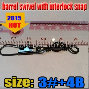 2015the best barrel swivel with snap  Connector Solid Rings 3#+4B quantily 60pcs