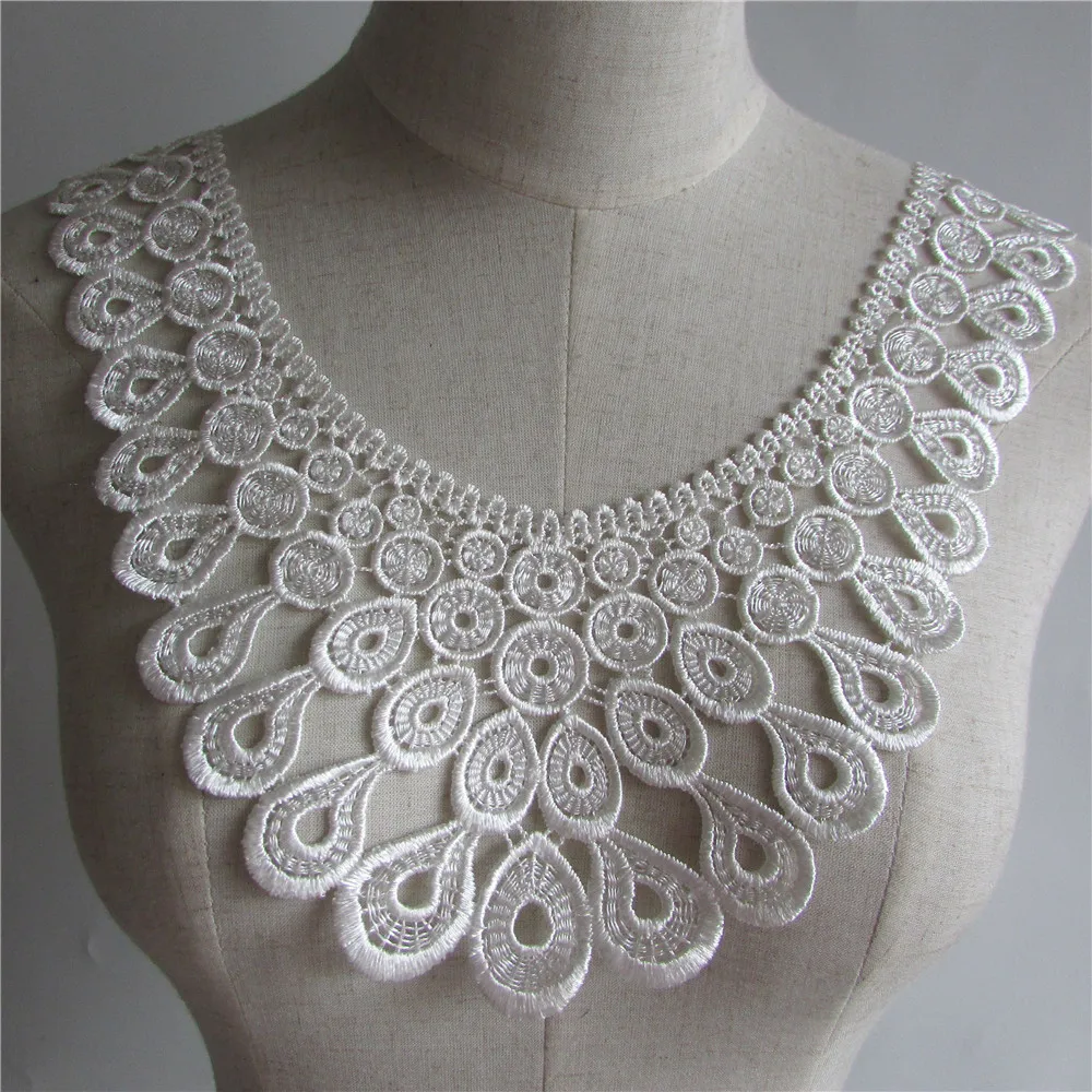 high quality white Embroidered Lace Collar Neckline Venise Applique Embroidery Sewing on Patches Sewing Fabric Accessories YL79