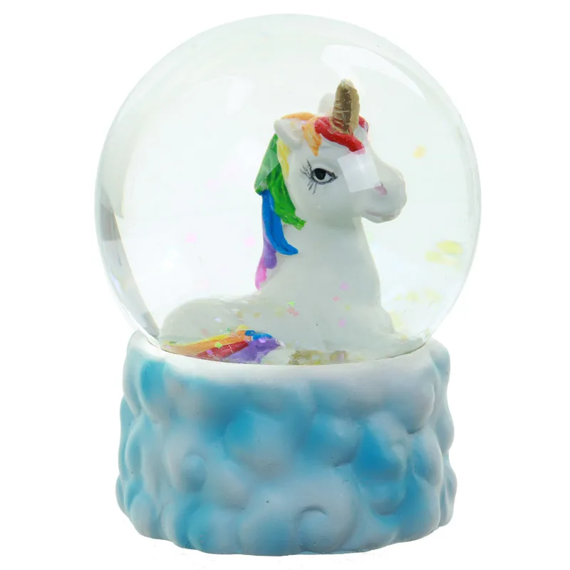 Enchanted Unicorn Snow Globe Horse Fairy Glitterdome Rainbow Unicorn Snow Globe on Pretty Cloud Base Unicorn Dancing In The Snow