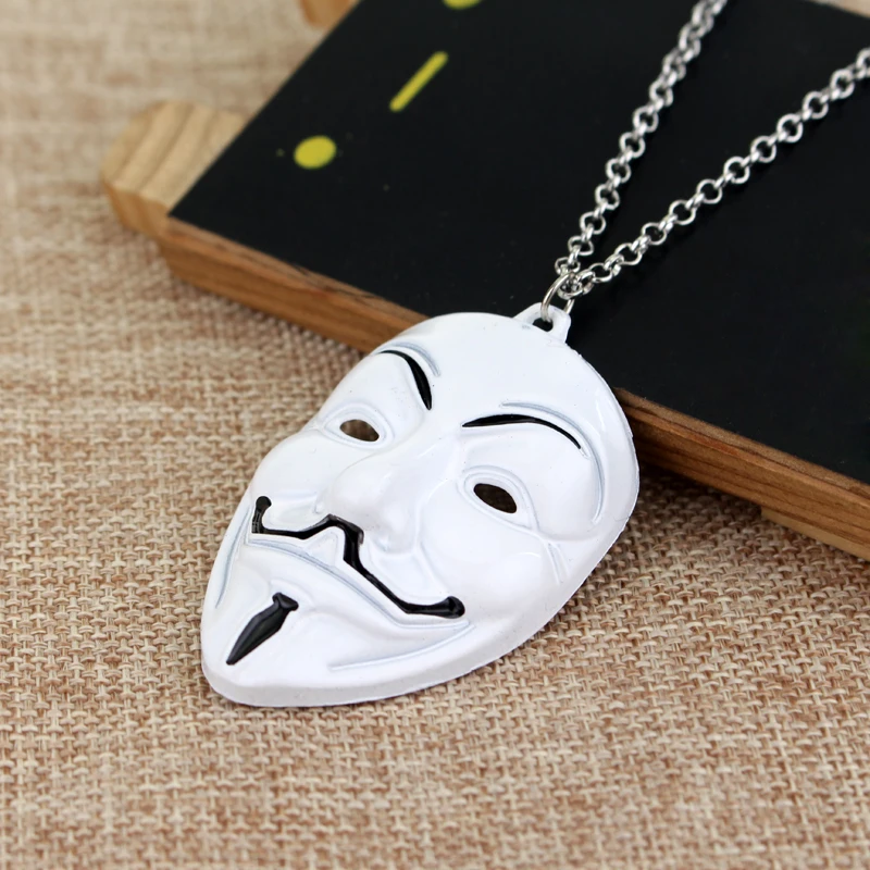 dongsheng Movie Jewelry V for Vendetta ANONYMOUS Mask Exaggerated Hacker Mask necklaces Trendy Jewelry For Men And Women