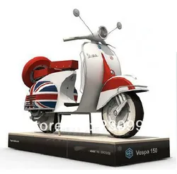 Top Quality High Simulation Classic Vespa 125 motorcycle 3D Paper Craft Model DIY Assembled Rome Holiday Paper Modeling Toy