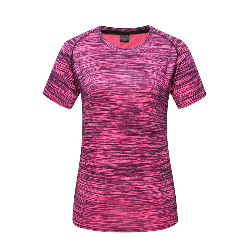 

Women Fitness Tshirt Sport Wear Tops Breathable Quick Dry Workout Gym Clothing 2018 New Stripe Lady Jogging Running T Shirts