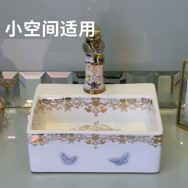 

China Artistic Procelain art countertop Ceramic Lavabo Bathroom Sink china wash basin bathroom sinks small square