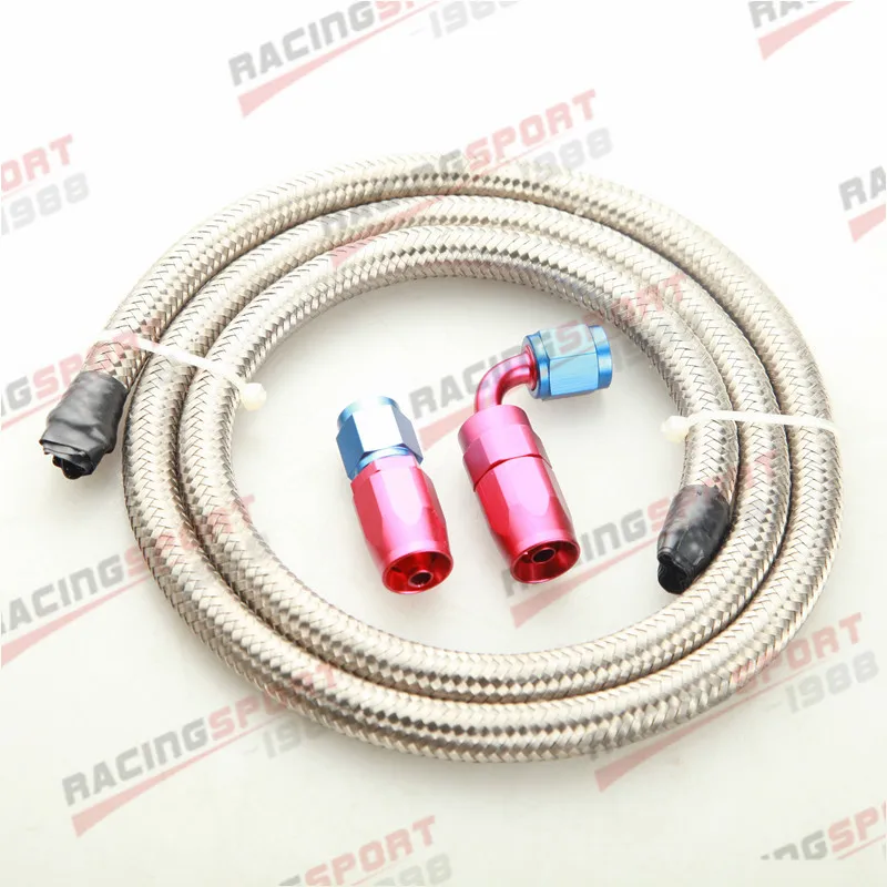 

Stainless Steel Braided AN10 -10 Fuel Gas Line Hose 1M + Swivel Hose End Fitting