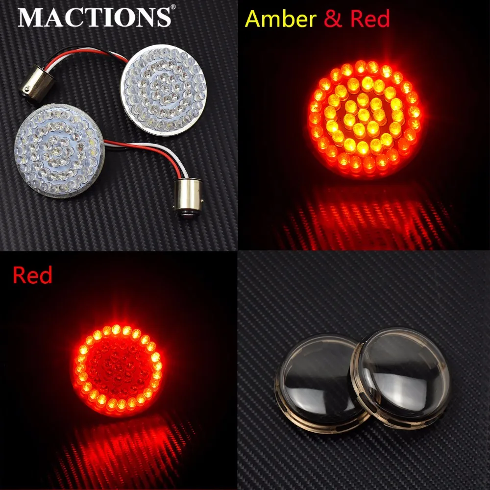 

Motorcycle Light 2" Bullet Style 1157 LED Inserts Turn Signal Panel W/lens Cover For Harley Sportster Touring14-17 Softai Dyna