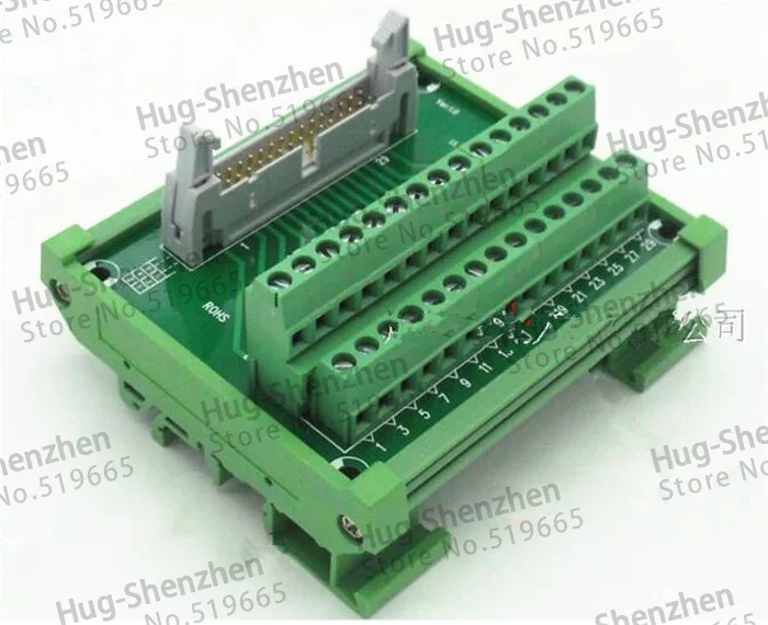 IDC30P IDC 30 Pin Male Connector to 30P Terminal Block Breakout Board Adapter PLC Relay Terminals DIN Rail Mounting Shell--5pcs