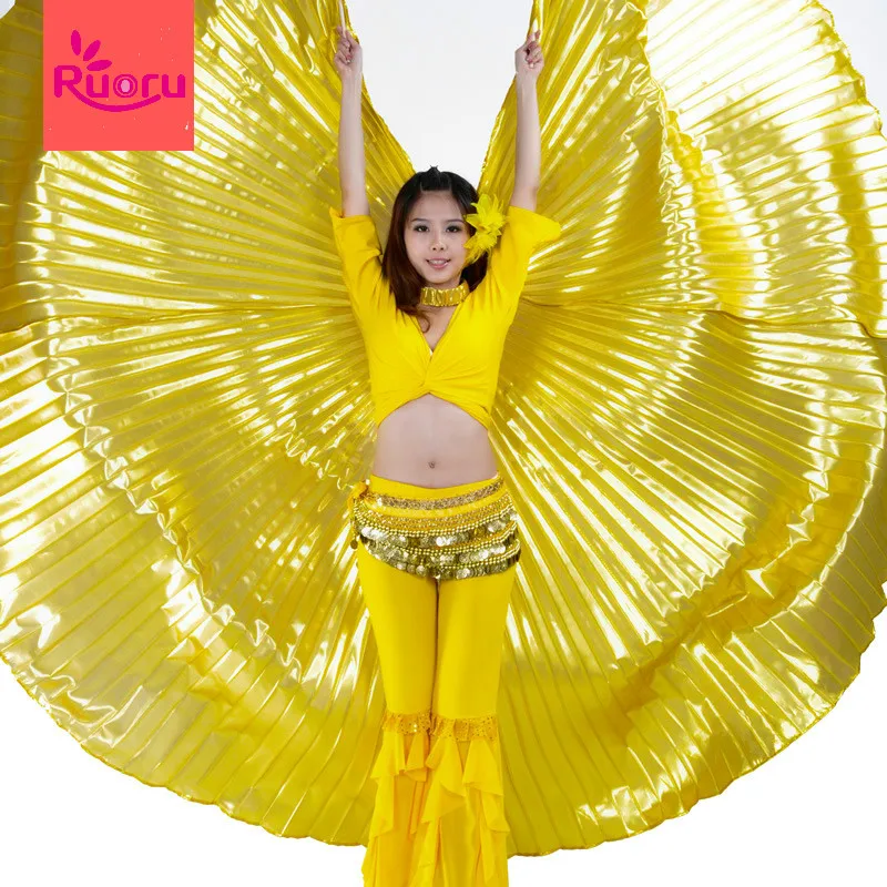 Ruoru ผู้หญิงเด็กผู้หญิง Belly Dance ISIS ปีกทอง Dance ปีก Bellydance ชุดอียิปต์ Oriental Dance ไม่มี Sticks