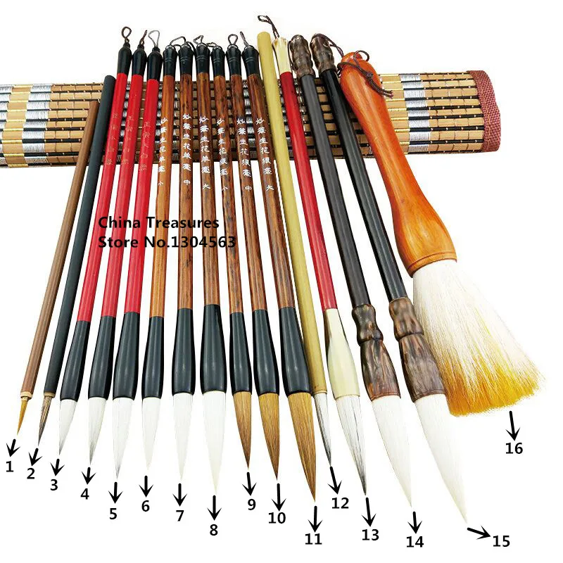 16pcs/lot for 16 sizes Chinese Painting Brush Pen Brush set Mao Bi