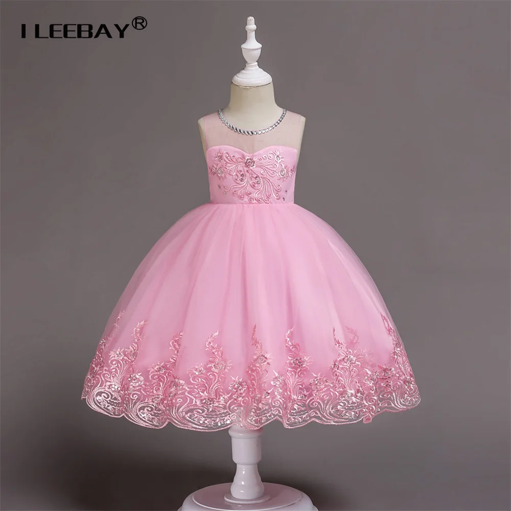 

2018 Girls Wedding Dress Tulle Halloween Costume Formal Fancy Frocks Elegant Evening Vestidos Infantil Teenager Girls Dresses