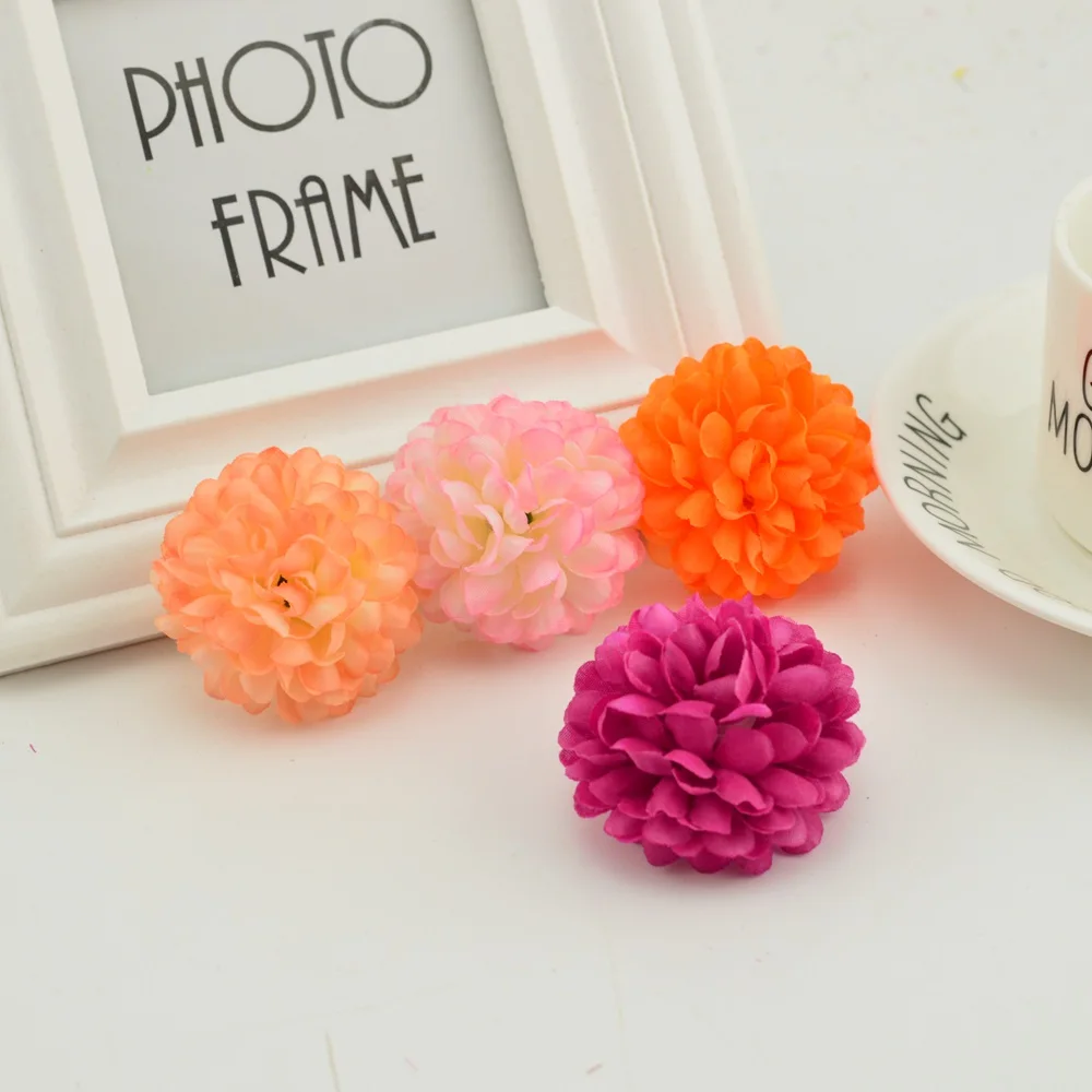 5CM 20 Stück Mehrschichtige Seiden-Chrysanthemenköpfe Künstliche Blumen Günstig für Heim- und Hochzeitsdekoration DIY Kranz Brautstrauß – Detail 2