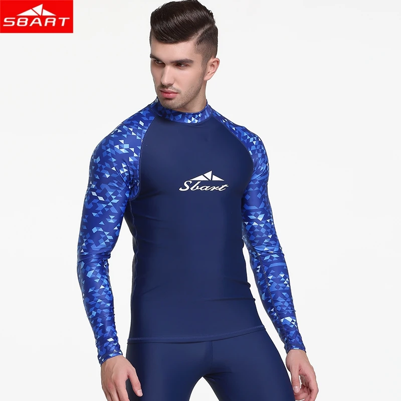 Men Long Sleeved Swimsuit Surf Swimwear Super Elastic Swimsuit Quick drying Rash Guard Sunscreen Beach Diving UV T-Shirt