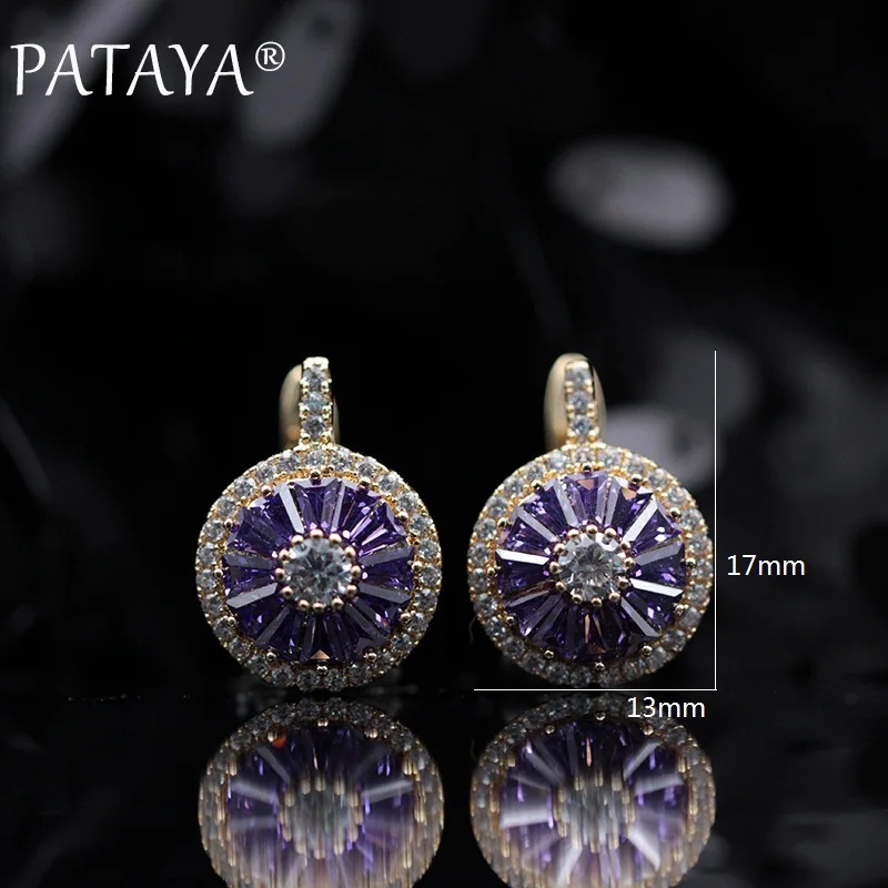 PATAYA New Original Design Limited 585 Rose Gold Color Luxury Micro-wax Inlay Natural Zircon Drop Earrings Women Wedding Jewelry