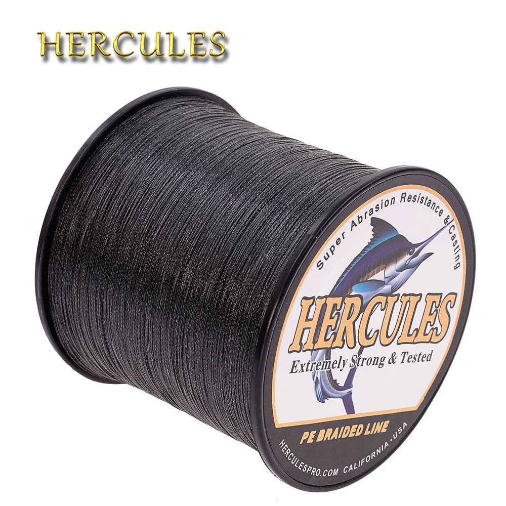 Hercules Braided Fishing Line 100M to 2000M Carp Fishing Cord Black Multifilament 4 Strands PE 6-100LB Chile River Popular