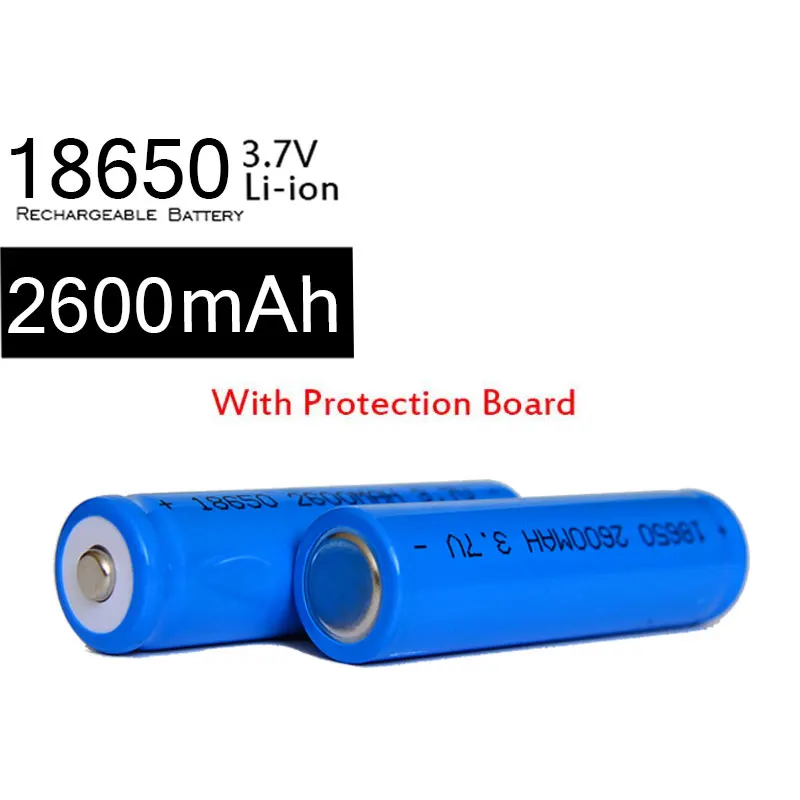 100pcs 2600mah PCB 18650 Rechargeable Battery Li-Ion 3.7v Battery Blue For Flashlight LED 18650 Batteries