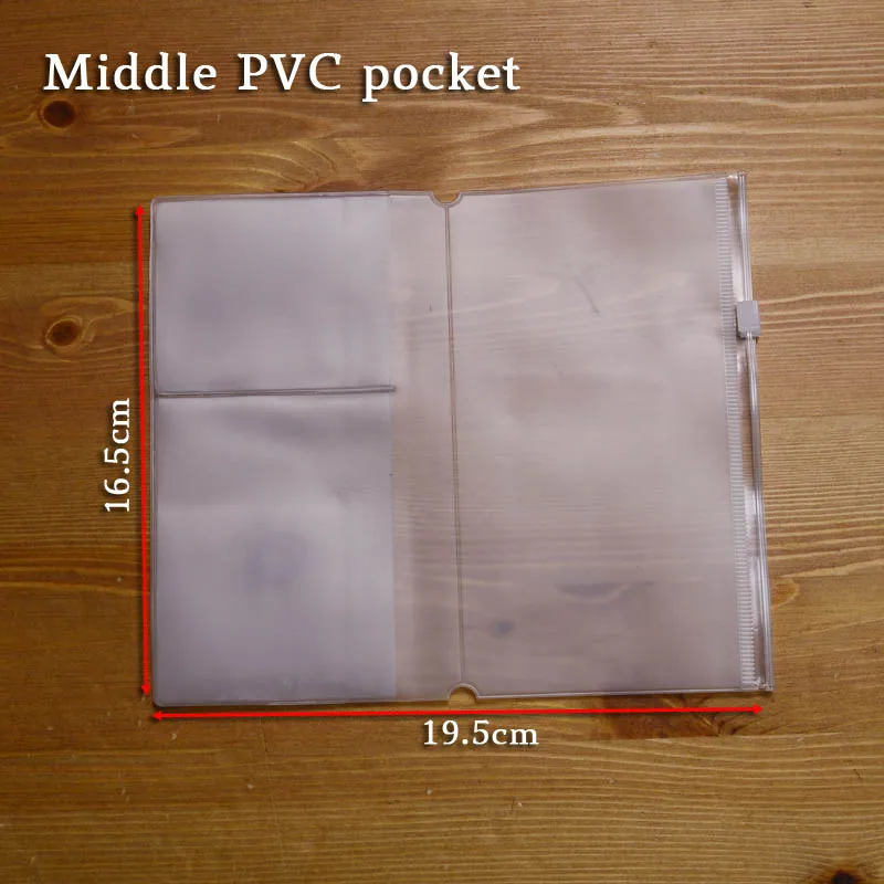 A5 pvc Leather travelers notebook pocket Practical Transparent Storage Zipper Bag Standard Diary Card and ticket Bill Refill bag