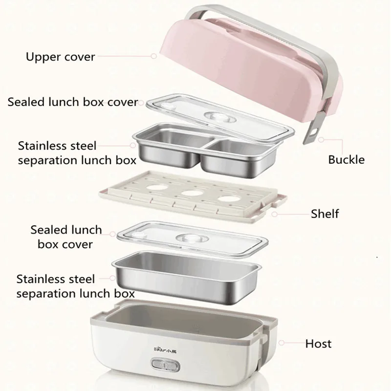 220v電気加熱ランチボックス多機能調理機ポータブル電気加熱ポットステンレス鋼旅行用インナー