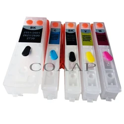 COAAP Refillable Empty Ink Cartridge 5PCS T2621 26/26XL for epson XP710 XP600 XP625 XP700 XP800 XP510 Printer