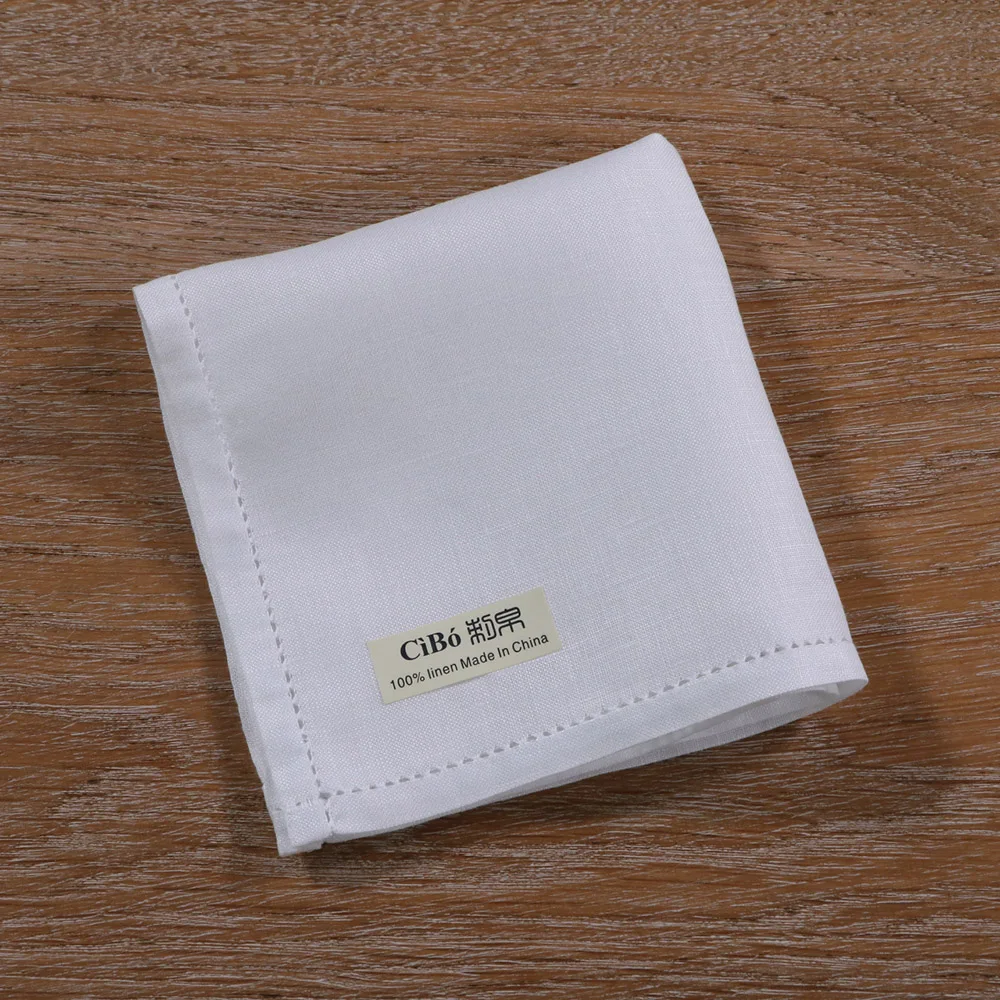 S010: 1 piece White linen hanky wedding hankie Handmade Drawnwork handkerchief