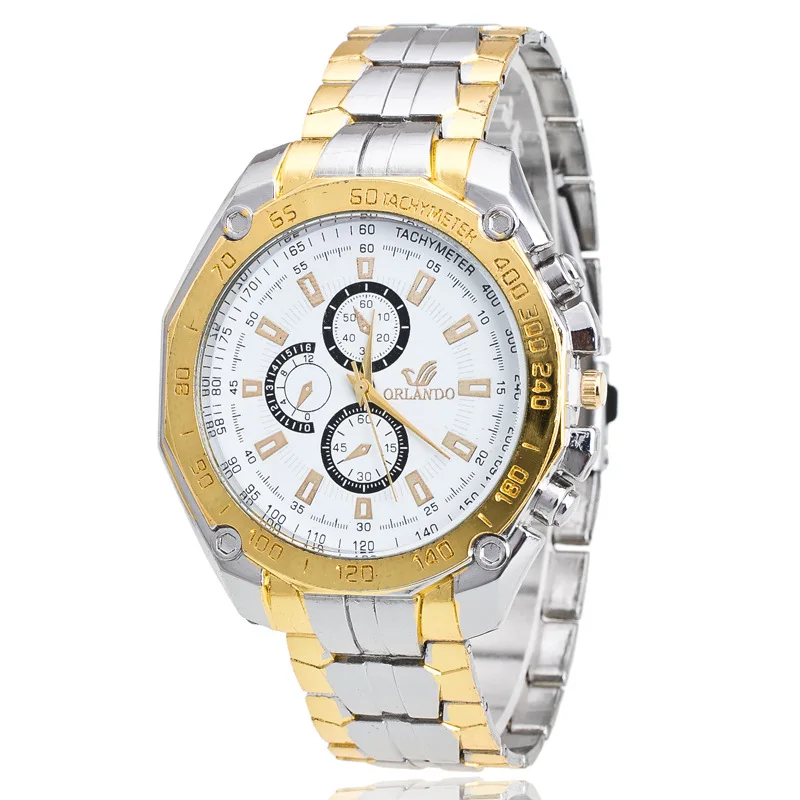 2023 New Famous Brand Big Dial Gold Casual Quartz Watch Men Full Stainless Steel Watches Relogio Masculino Men\'s Clock Hot Sale