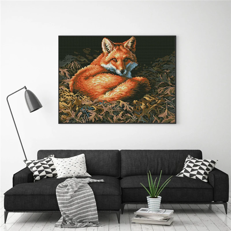 The fox Pattern Counted 14CT and 11CT Pre-Printed Cross Stitch Kits DIY Handmade For Embroidery Beginner Home Decor Needlework