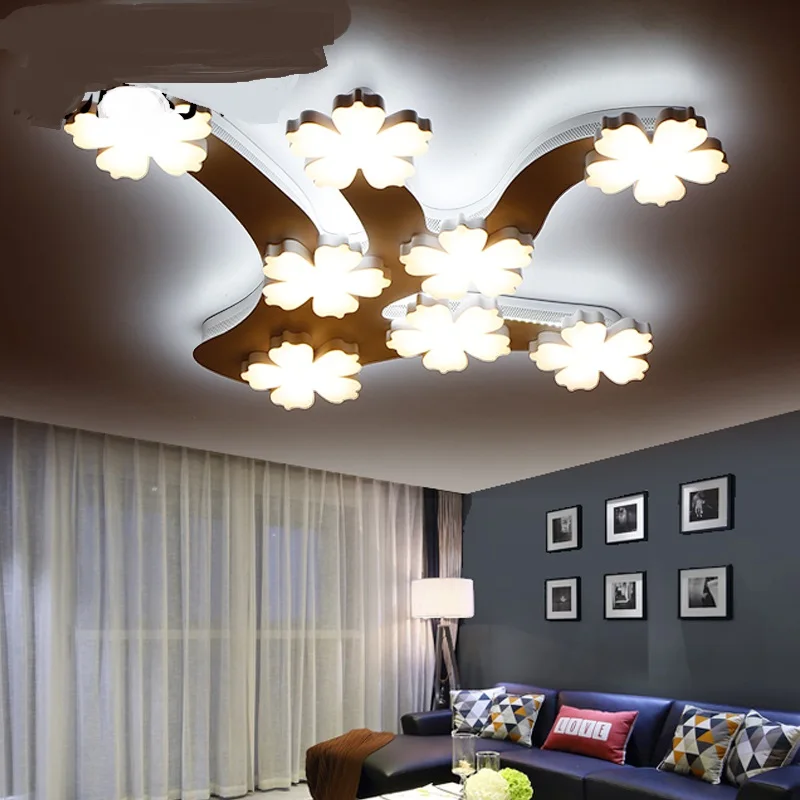 

LED personalized living room ceiling light modern simple warm plum acrylic bedroom restaurant lights 2017 new 2/ 6/ 8 head