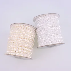 8mm 20 Meters/Roll Flatback Artificial Ivory White Half Round Pearl Beads Chain DIY Garland Wedding Home Decoration