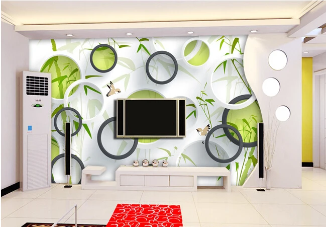 Custom 3 d stereoscopic wallpaper, bamboo mural for TV wall of sitting room bedroom study waterproof vinyl papel DE parede