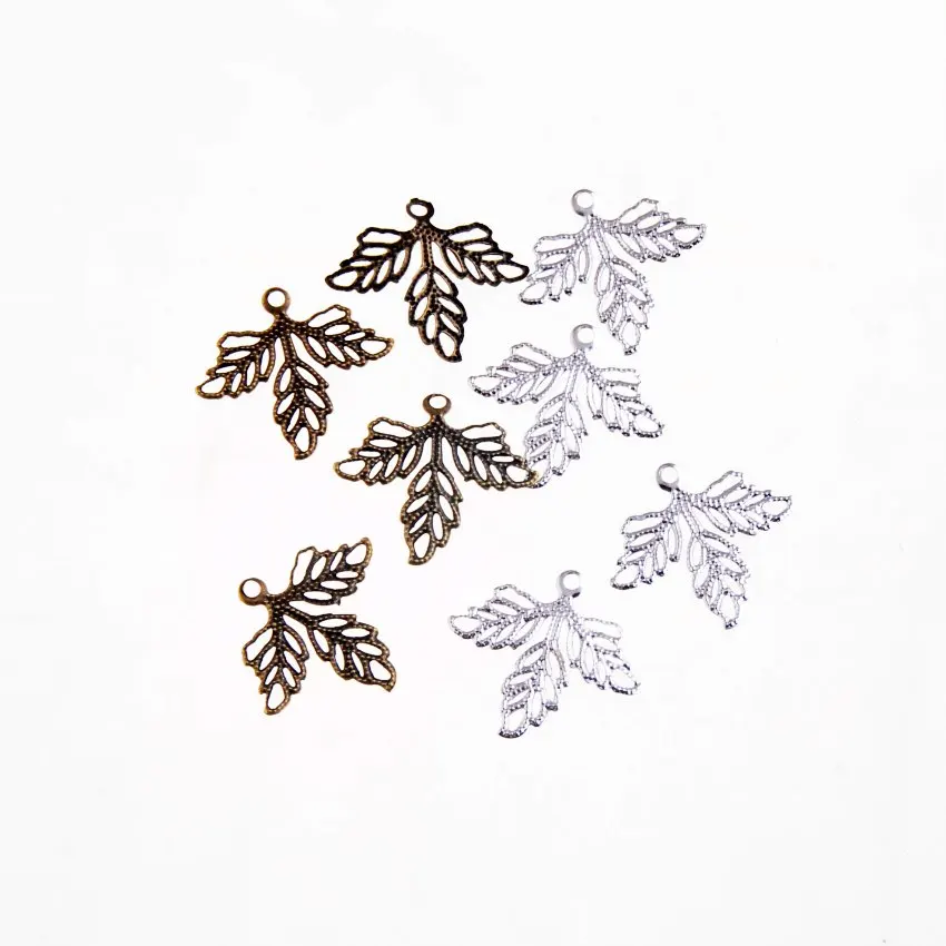 Free shipping 50Pcs Filigree Leaf Wraps Connectors Metal Crafts Decoration DIY Findings Connectors 23x26mm