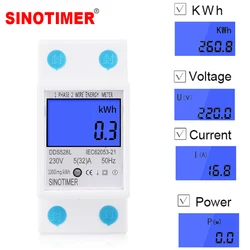 Home DIN Rail LCD Digital Display Power Consumption kWh Meter Single Phase Energy Meter Watt Wattmeter  230V AC 50Hz