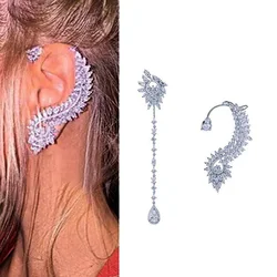 New Simple Luxury Cubic Zircon Drop Earrings for women Asymmetrical Crystal Tassel  Earring brincos Fashion jewelry