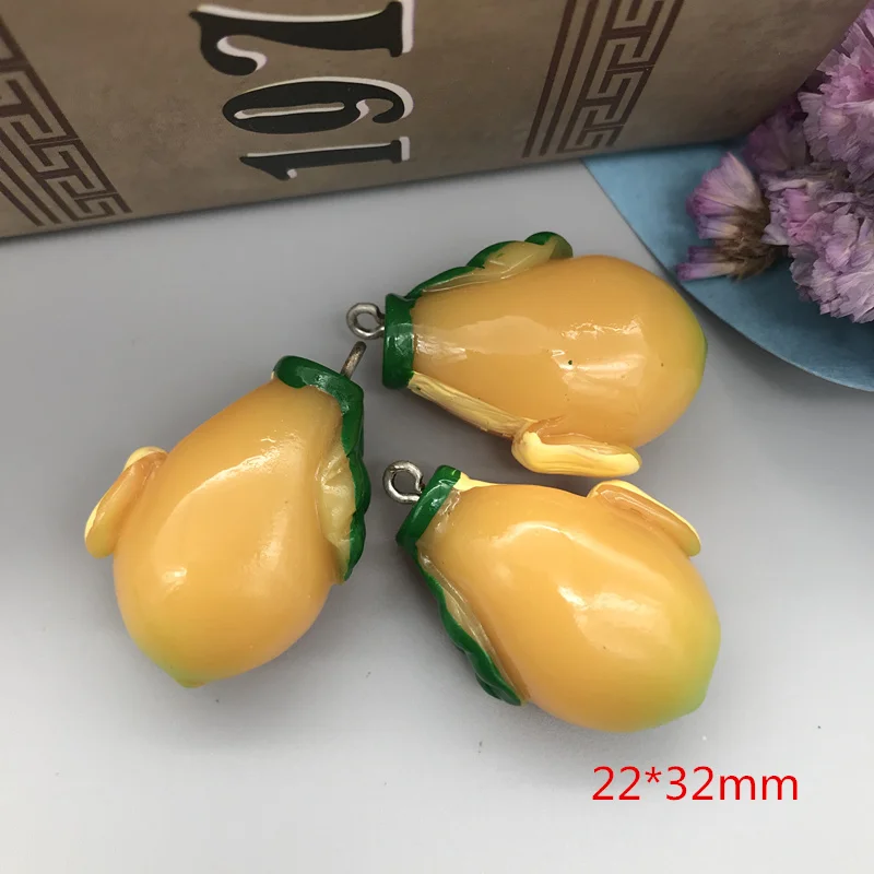 set 10pcs, 3D resin Mango pendant for key chain/phone decoration,DIY.22*32mm,so cute!hot!