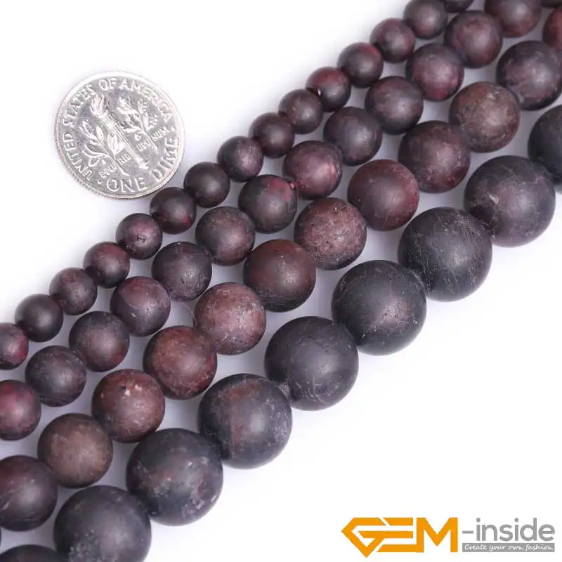 Round Frosted Matte Antiqued Red Natural Garnet Stone Beads DIY Loose Beads For Jewelry Making Strand 15 Inch Wholesale !