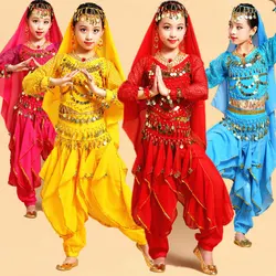 Long Sleeve Girls Belly Dancing Costume Set Kids Indian Dance Performance Children Girl Bellydance Girl Egypt Dance Costumes